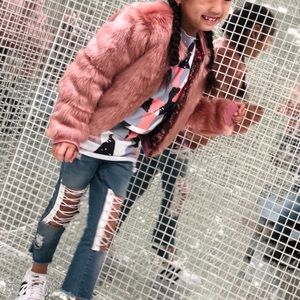 Art of Class Faux Fur pink jacket Sz Medium 7/8